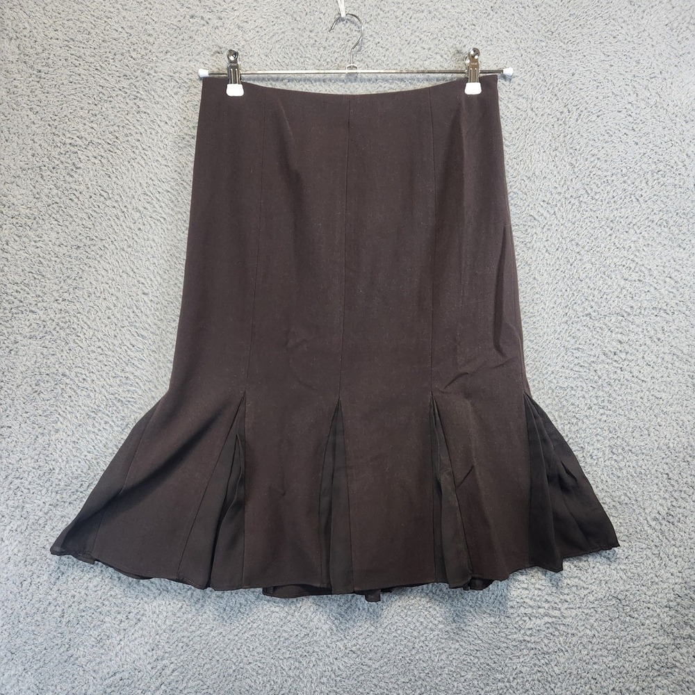 Sunny Leigh Flared Midi Skirt Womens 6 (Fits W29) Brown Zipper Business‎ Casual